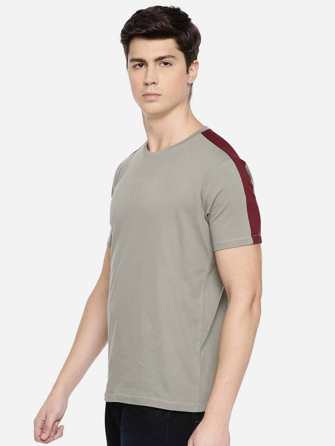 Men Grey Solid Cotton Knits T-Shirt-RFSS19M03