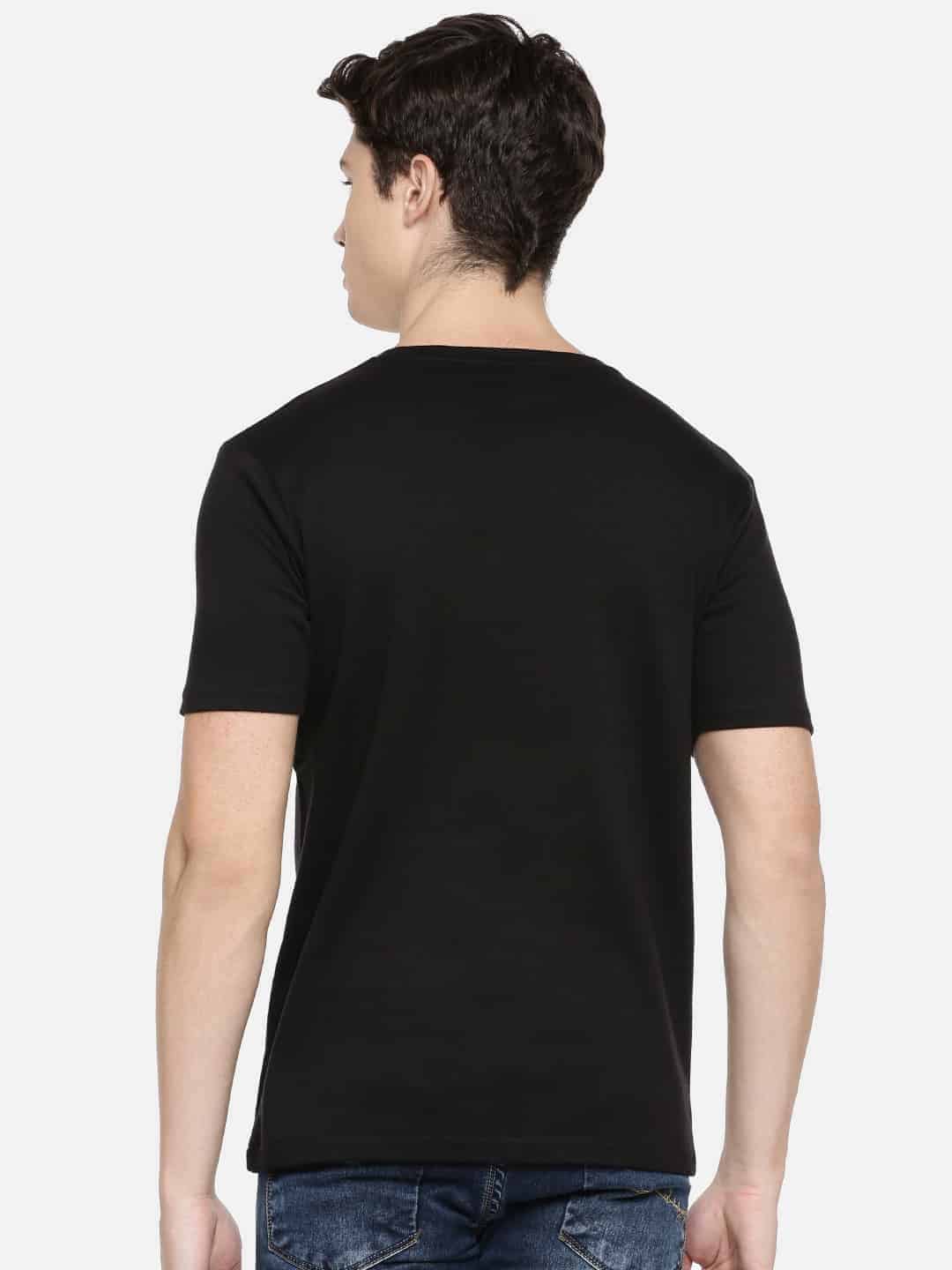 Men Black Solid Cotton Knits T-Shirt-RFSS19M04