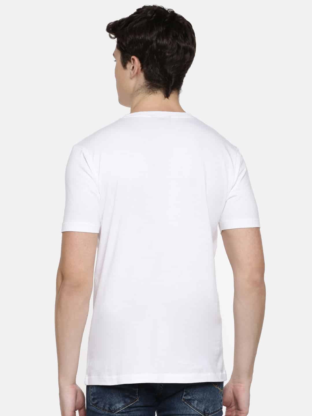 Men White Printed Cotton Knits T-Shirt-RFSS19M05