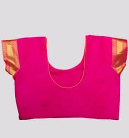  Pink Color Silk Fabric Round Neck Ladies Blouse-RKFWW09