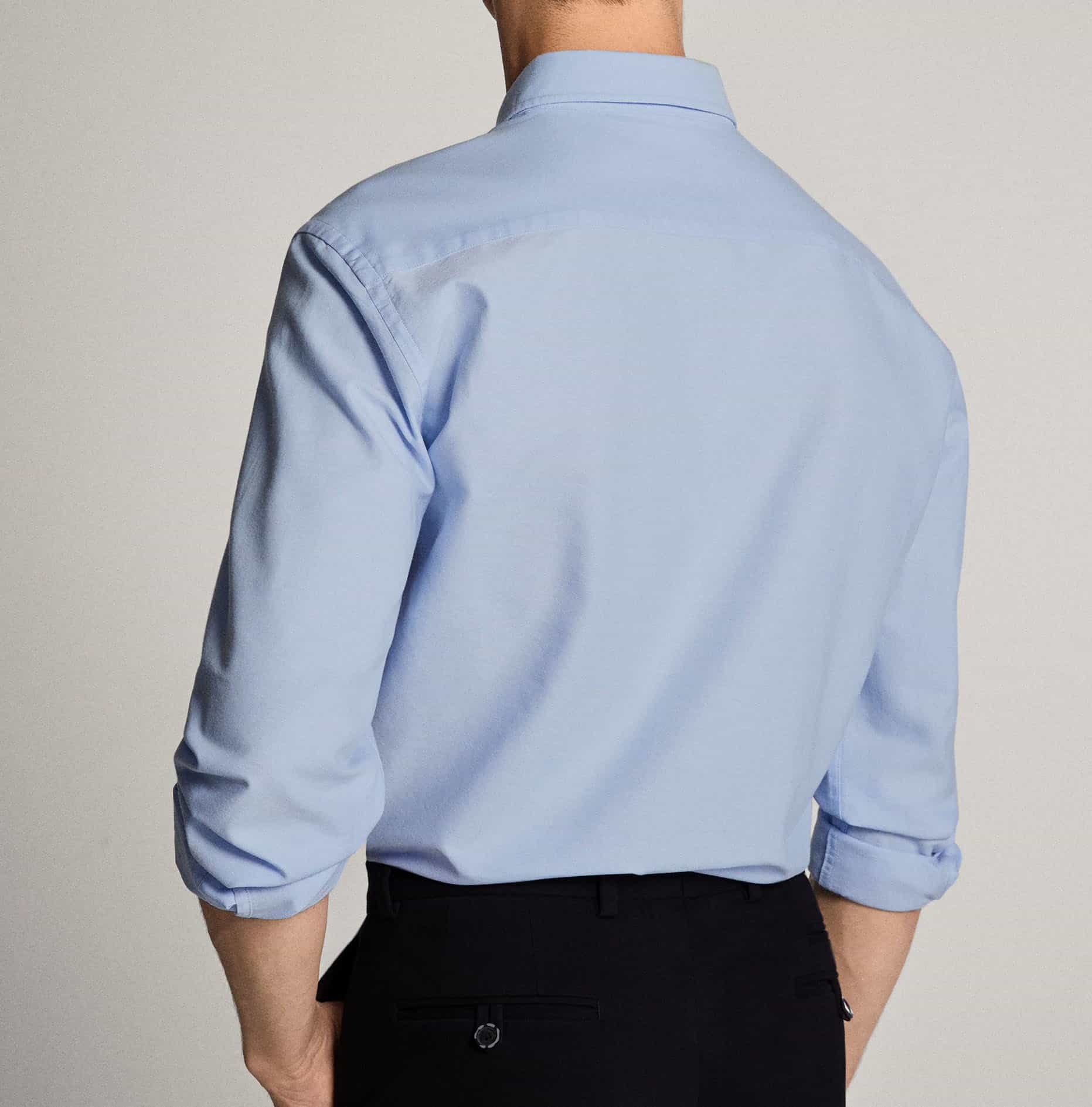 Men Blue Cotton Poly Formal Shirt-RRBMS008