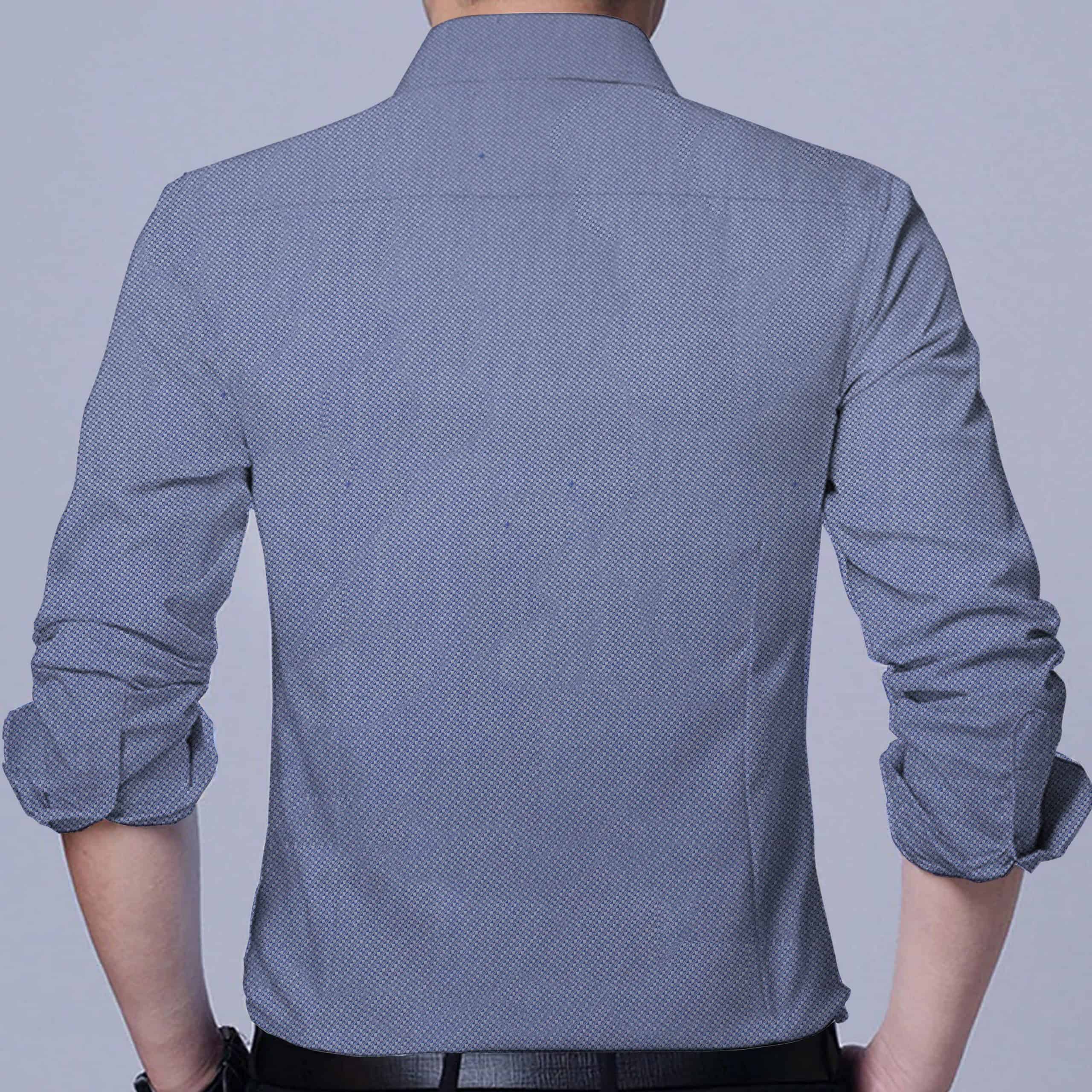Men Blue Textured Slim Fit Formal Shirt-RRBMS015