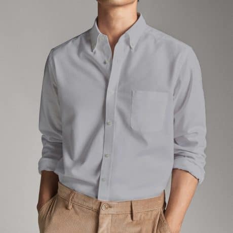 Men Grey Opaque Cotton Poly Formal Shirt-RRBMS020