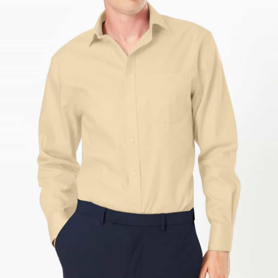 Men Dark Beige Cotton Poly Formal Shirt-RRBMS013