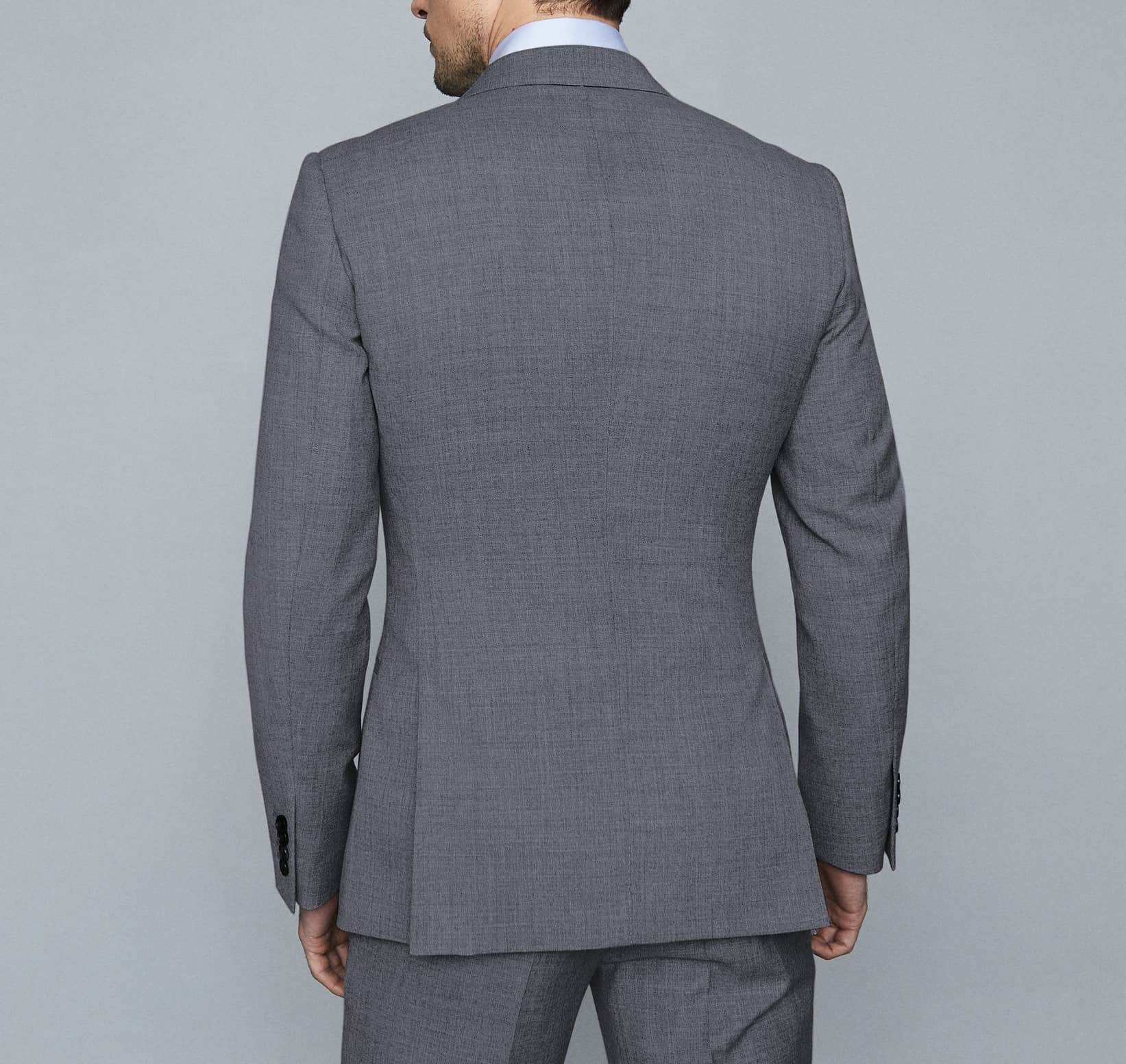 Men Light Grey Double-Breasted Slim-Fit 2-Piece Suit-RKFCMS003