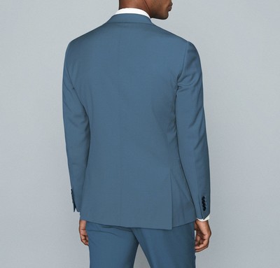 Men Teal Blue Single-Breasted Slim-Fit 2-Piece Suit-RKFCMS005