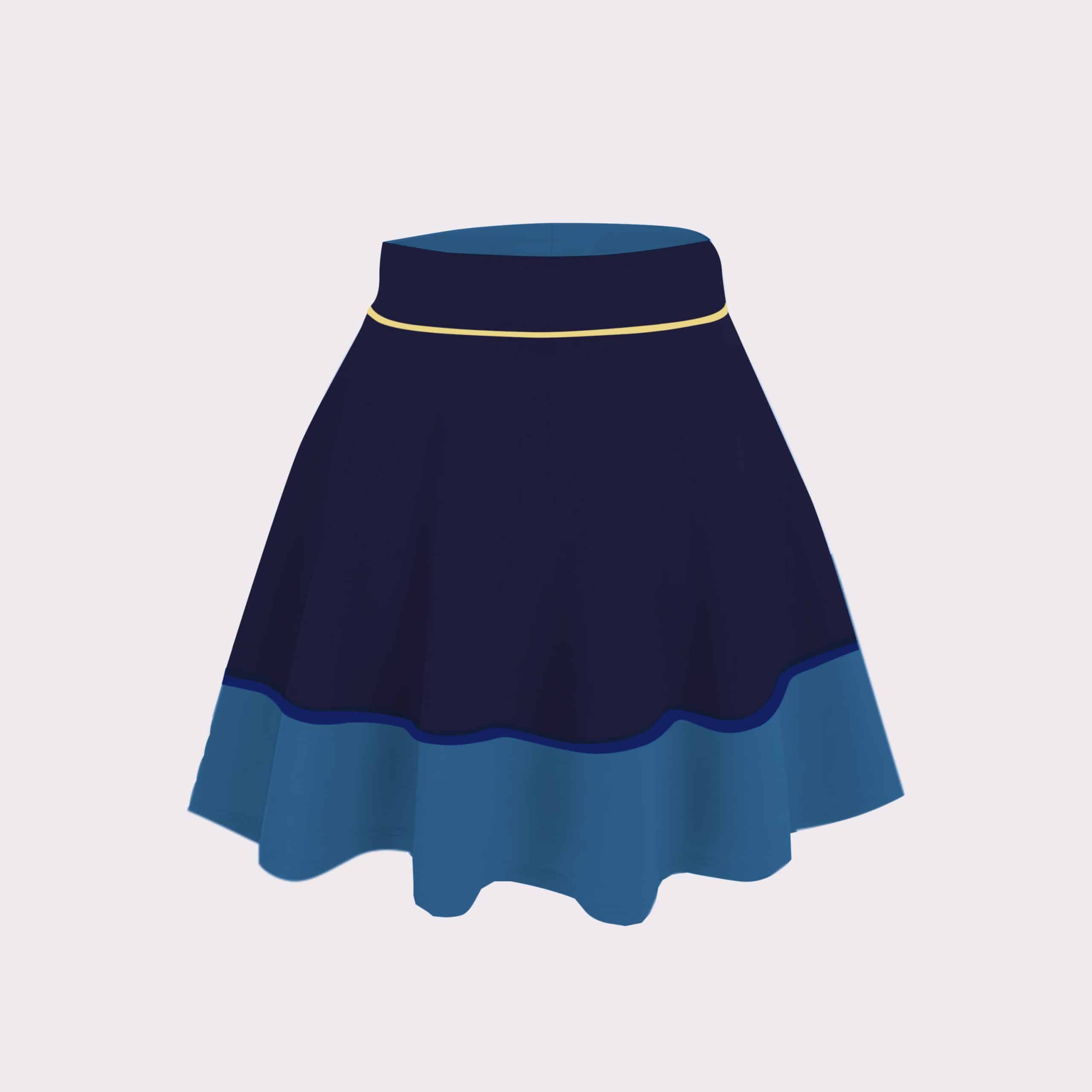 Girls dark blue with light blue broader umbrella skirt -RKFCW59