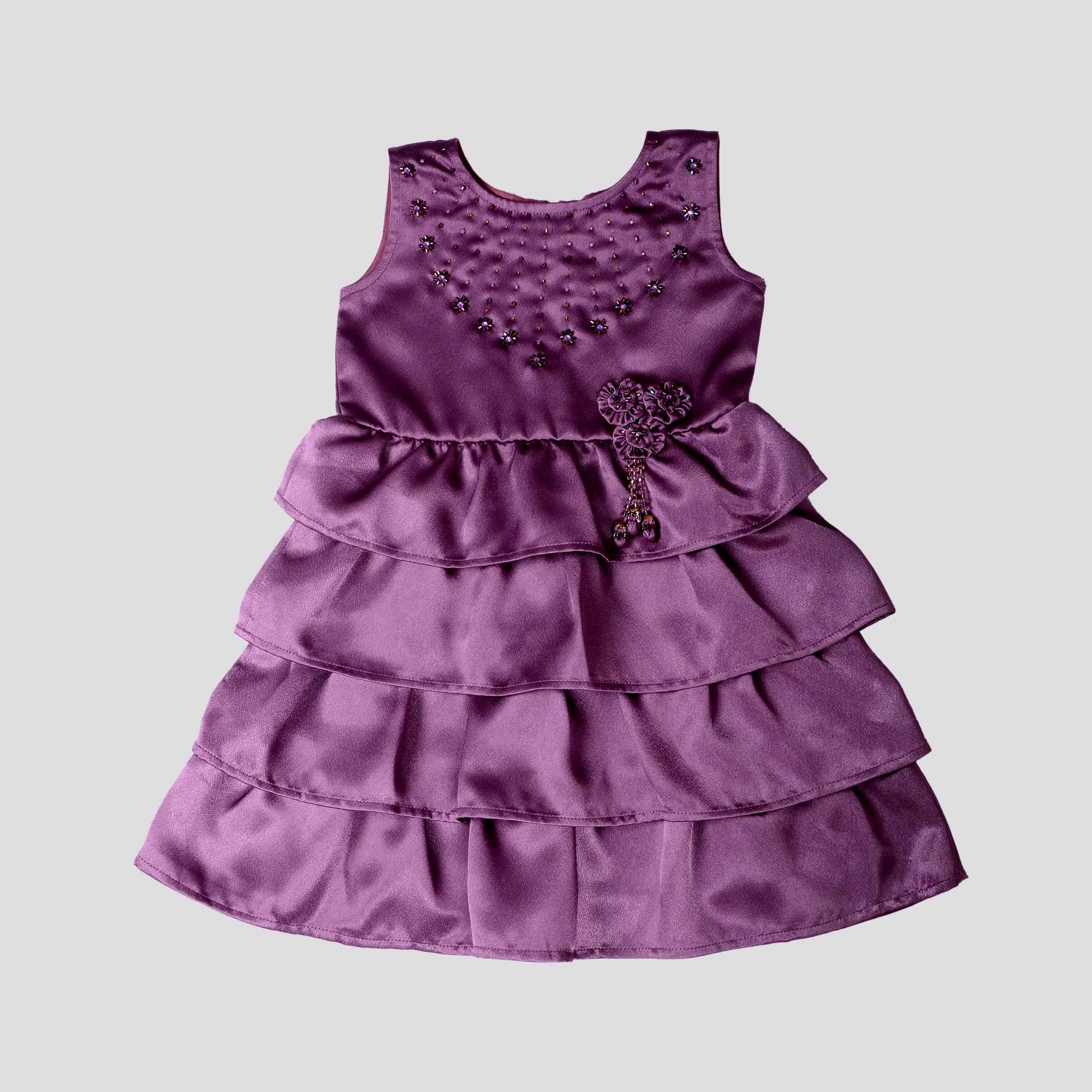 Cute frill layes dress with hand embroidery -RKFCW63