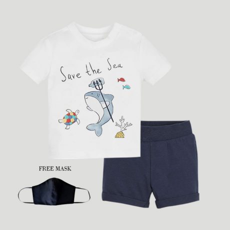 Boys Solid White Color T-Shirt and Short-RKFCW90