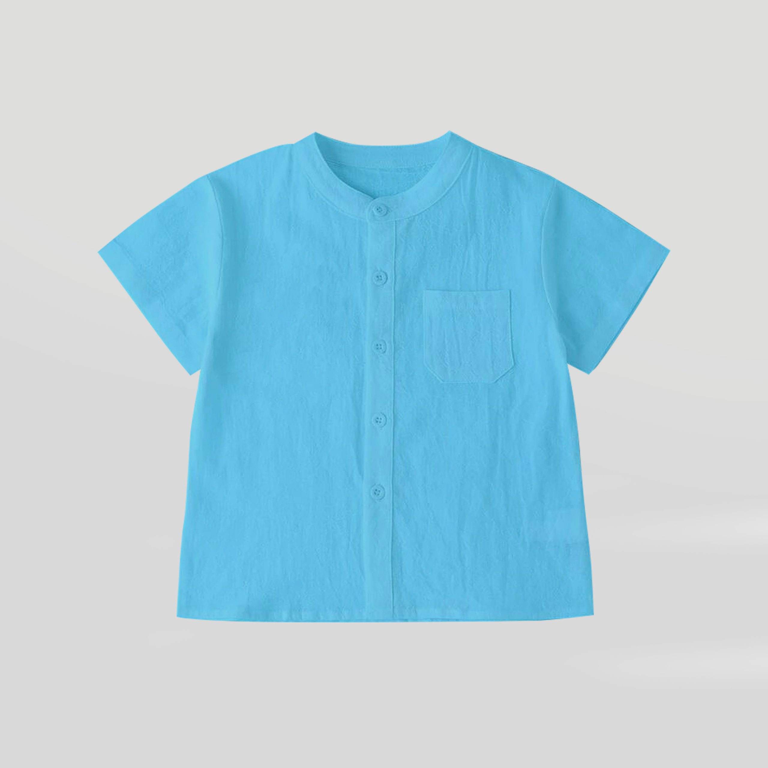 Boys light blue Mock Neck Single Breasted Shirt-RKFCW106
