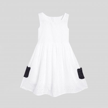 Pretty white Dress with Pocket at bottom-RKFCW112