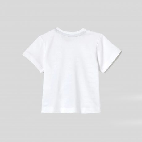 Boys white Tee with Cute Print and Blue Shorts-RKFCW103