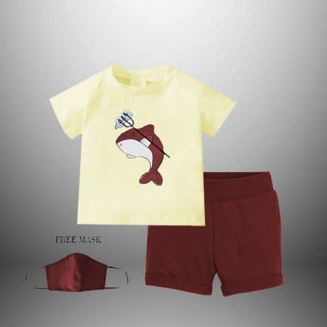 Boys Solid Yellow Color T-Shirt and Short-RKFCW90