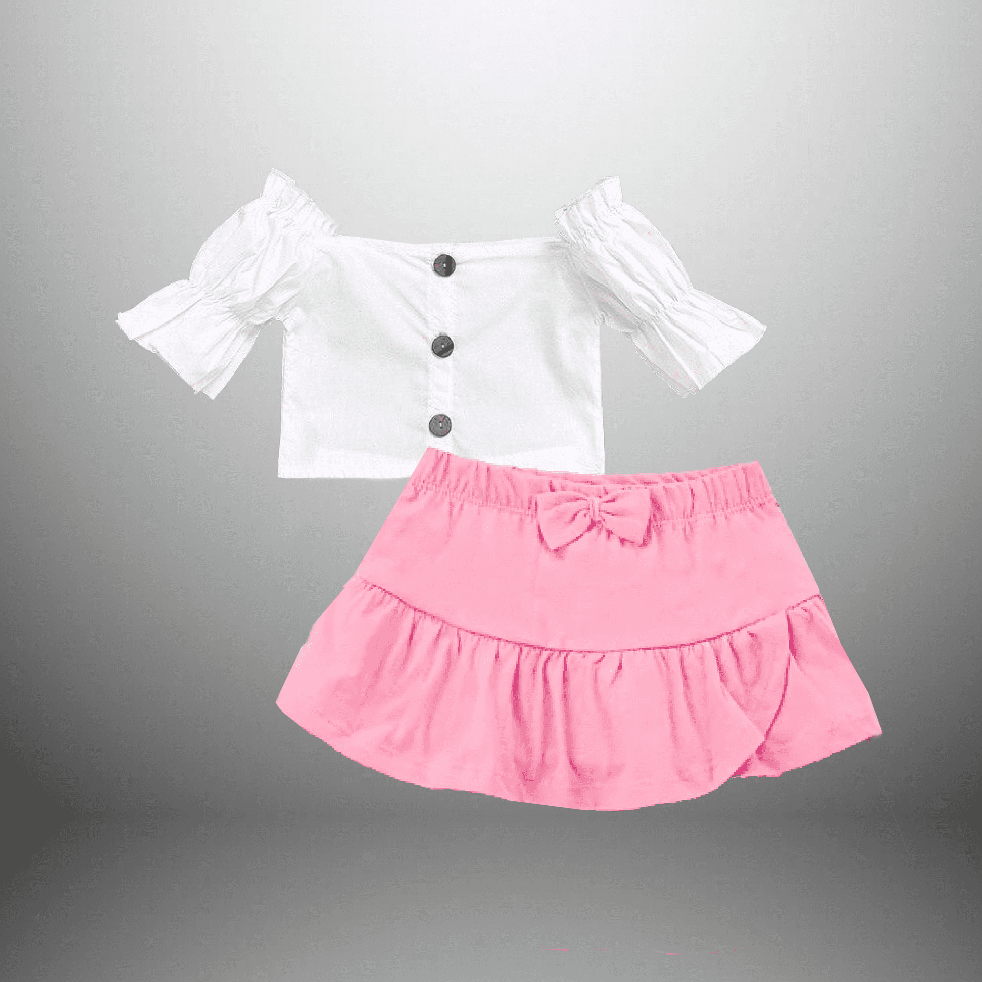 white top and skirt with frills-RKFCW102