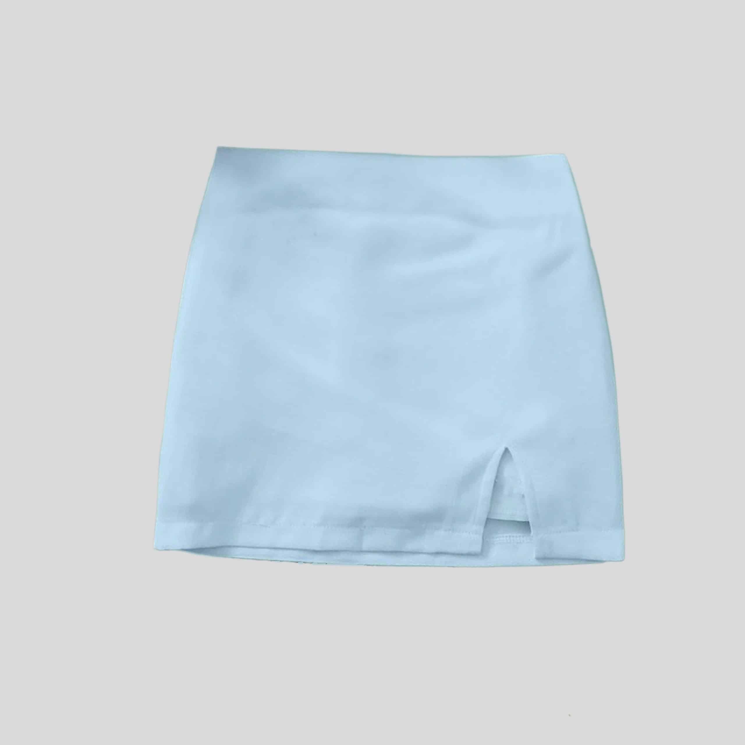 light blue side cut, fitted skirt-RKFCW171