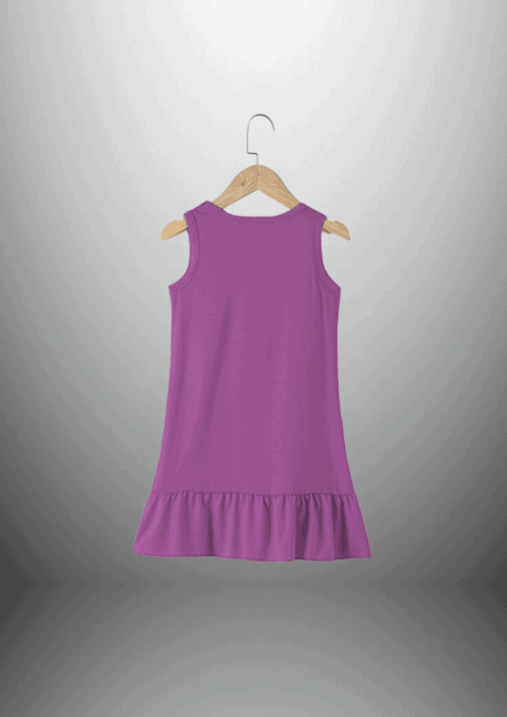 Girls Purple Sleeveless Pretty Cat Print Dress – RKFCW311