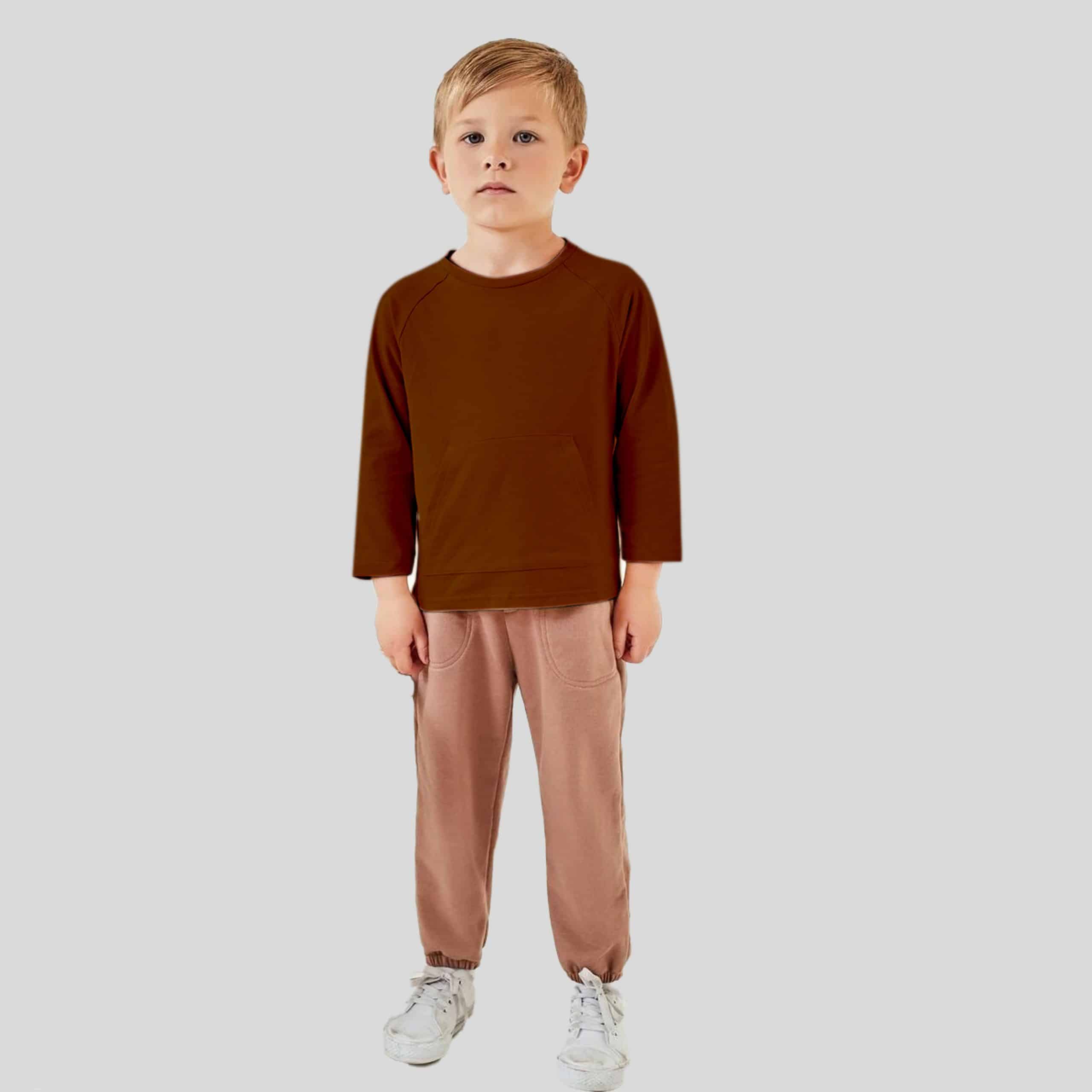 Boys Long Sleeve T-Shirt with Front Pockets - RKFCW364
