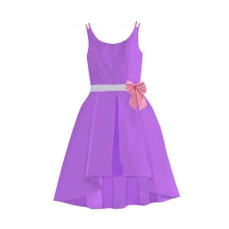 Beautiful Purple with Sliver, Bow at Waist Dress-RKFCW040
