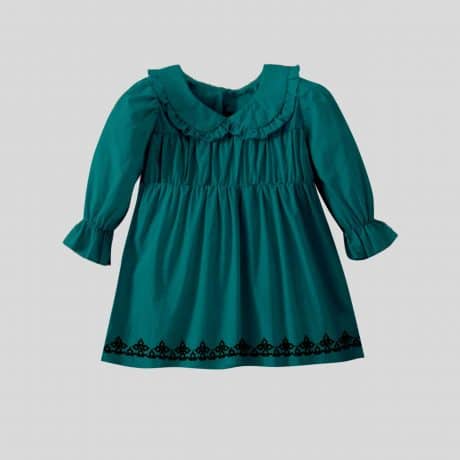 Girls peacock color peter pan collar with full puff sleeve – RKFCW152