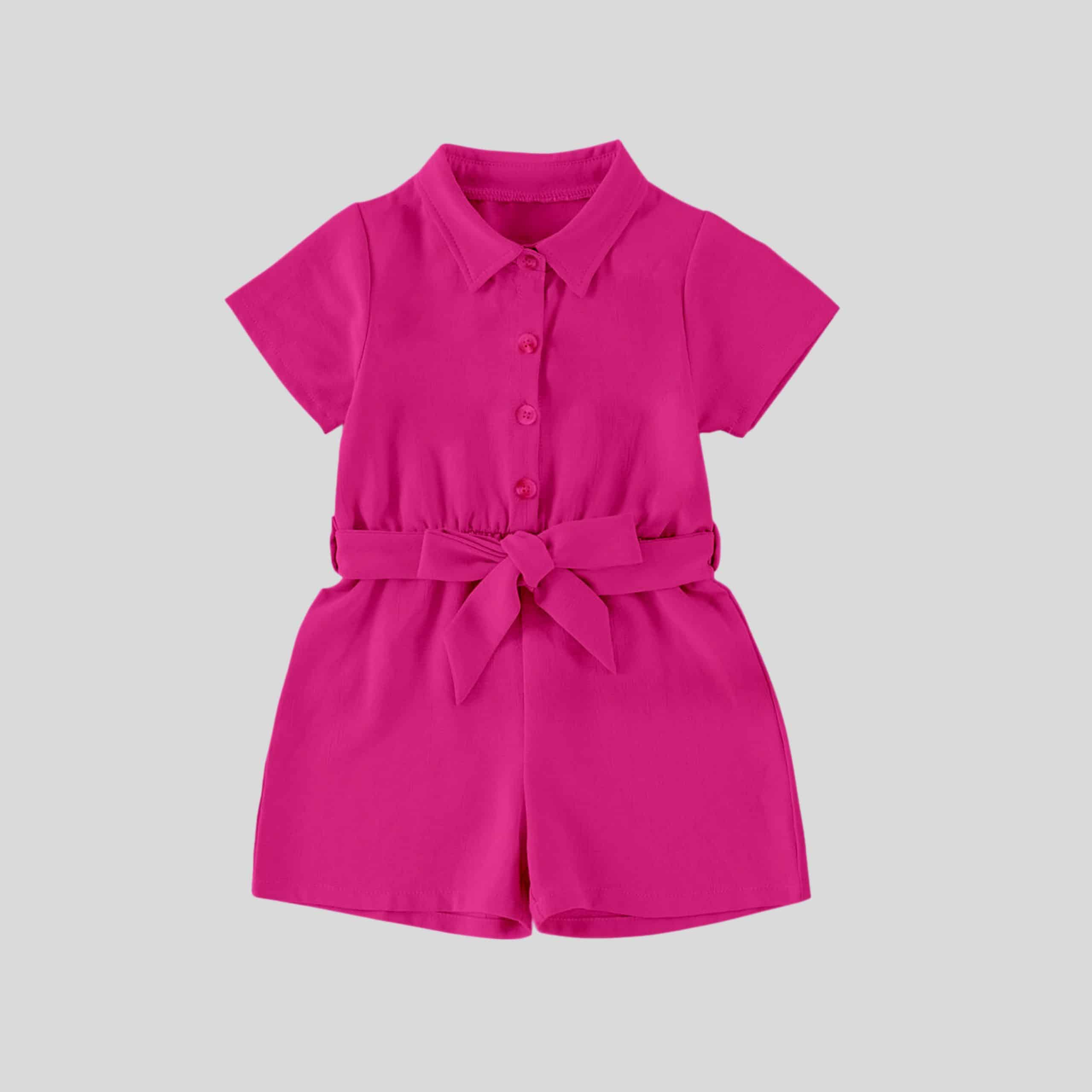 Girls ruby pink unicorn jumpsuit with bow tie - RKFCW158