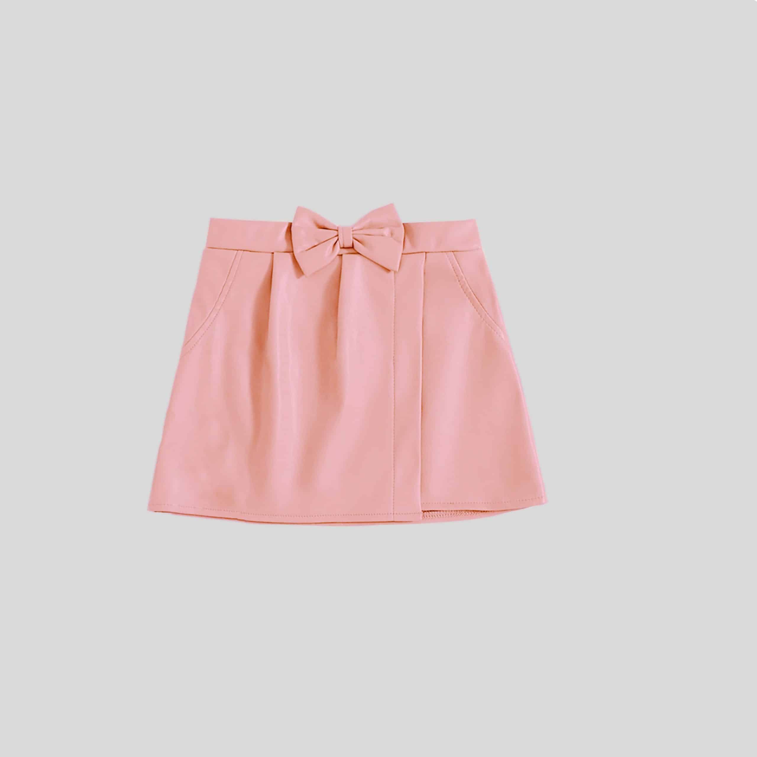 Girls baby pink bow Front  Skirt - RKFCW169