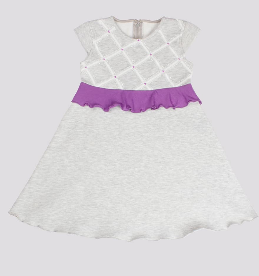 Girls Pretty Party Grey Frock Embellished Ribbon and Bead Details-RKFCW20