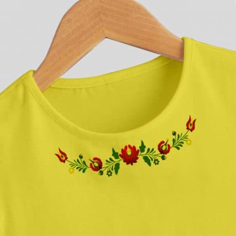 yellow girls top floral with-top flared cap sleeve for party wear-RKFCW208