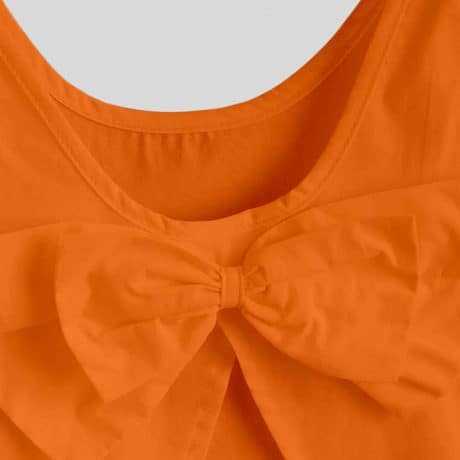 Girls sleevless orange top with cute bow details-RKFCW218