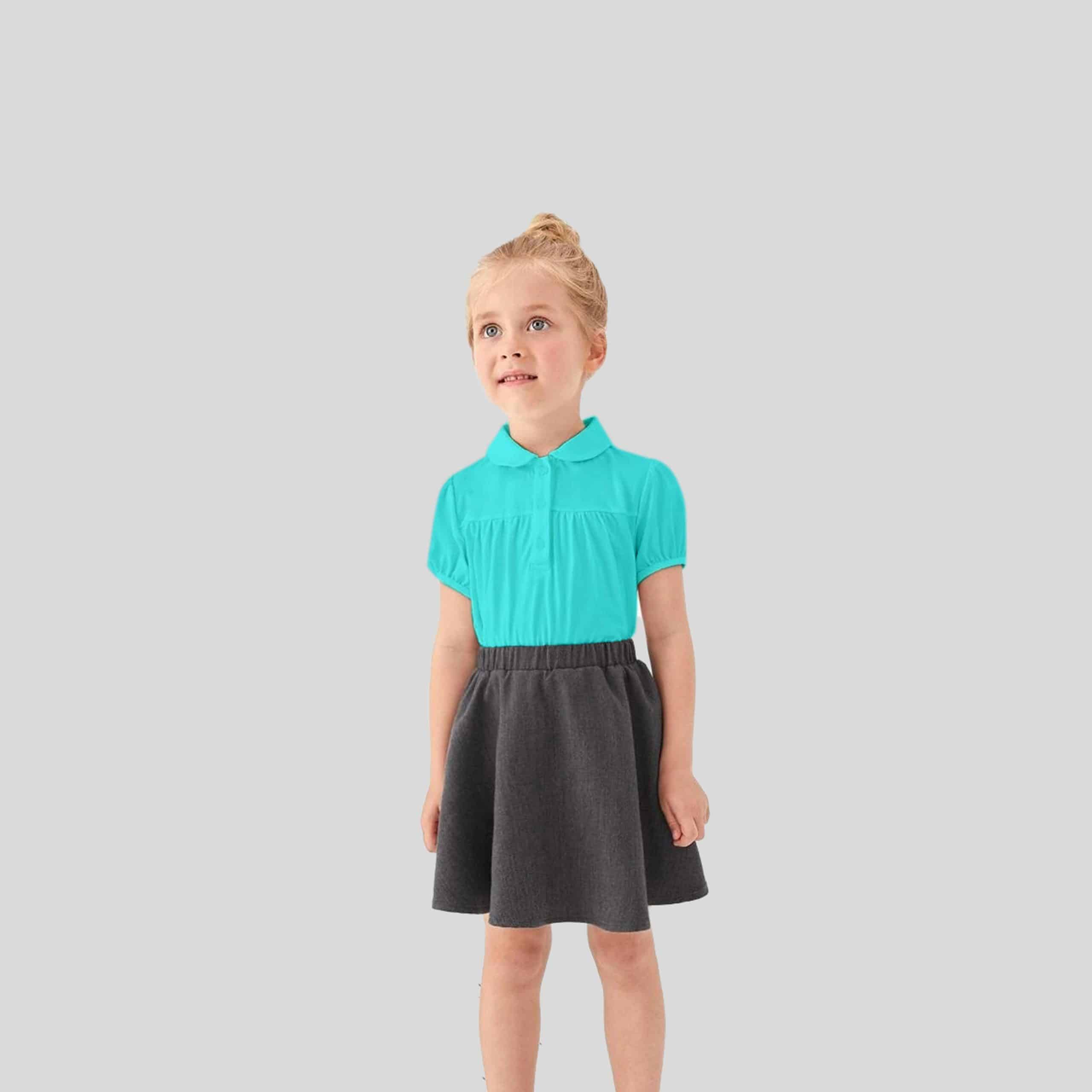 Girls pretty acqa top with puff sleeves and collar-RKFCW219