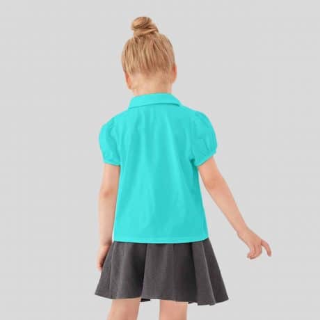 Girls pretty acqa top with puff sleeves and collar-RKFCW219