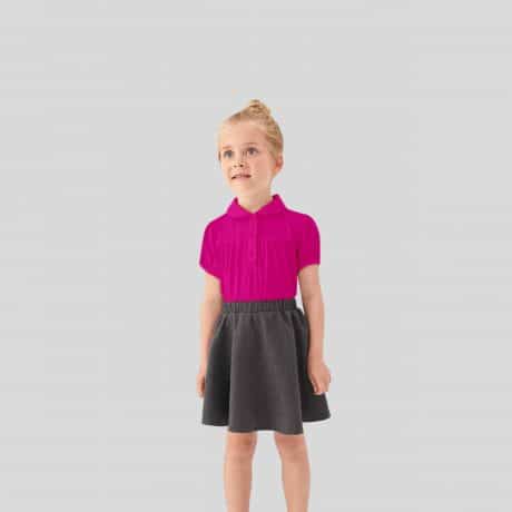 Girls pretty pink top with puff sleeves and collar-RKFCW221