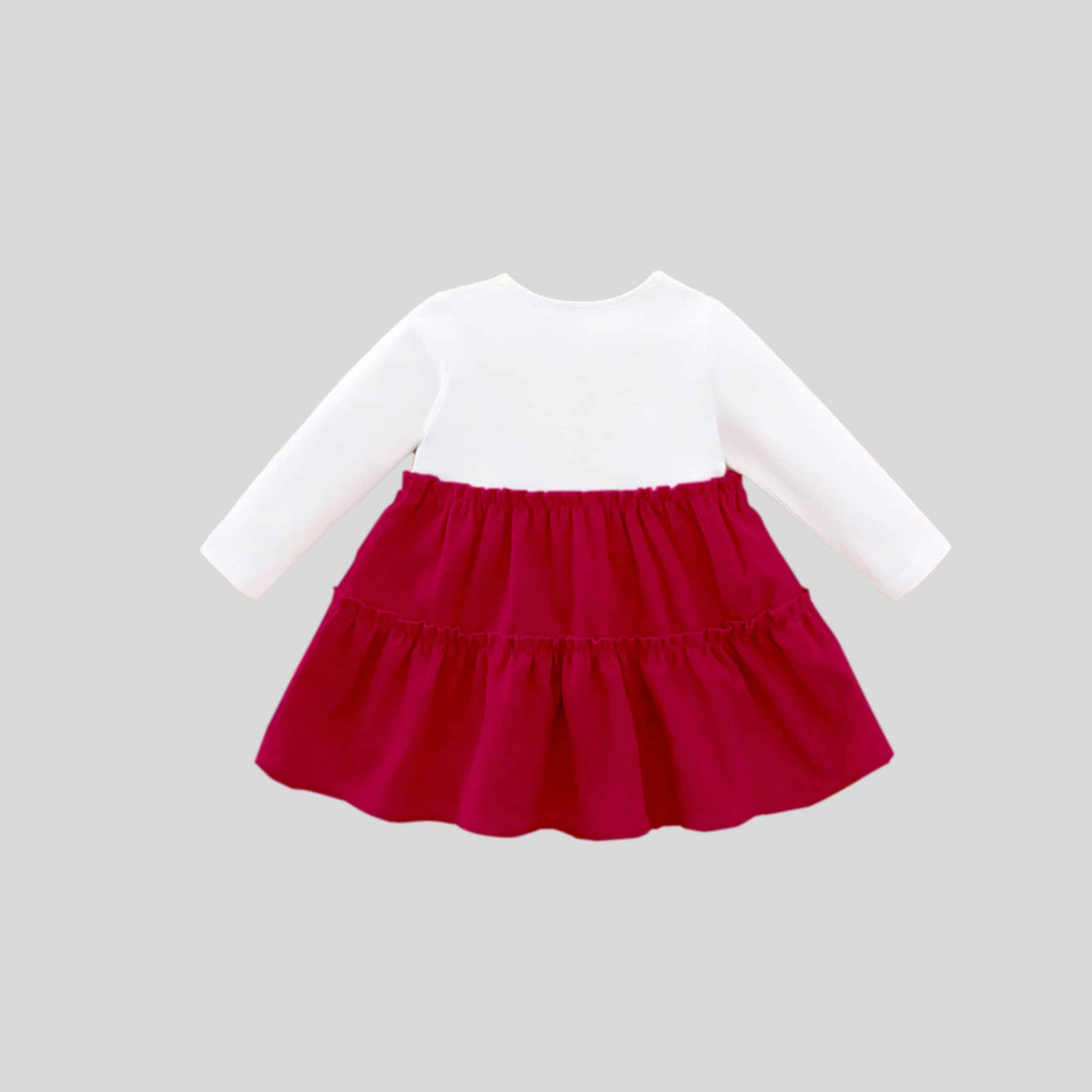 Girls full sleeves white top and maroon frilly Dungarees set-RKFCW255