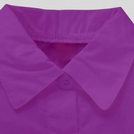 Girls purple full sleeves pointed collar shirt dress with black short sleeve cute print top set-RKFCW260