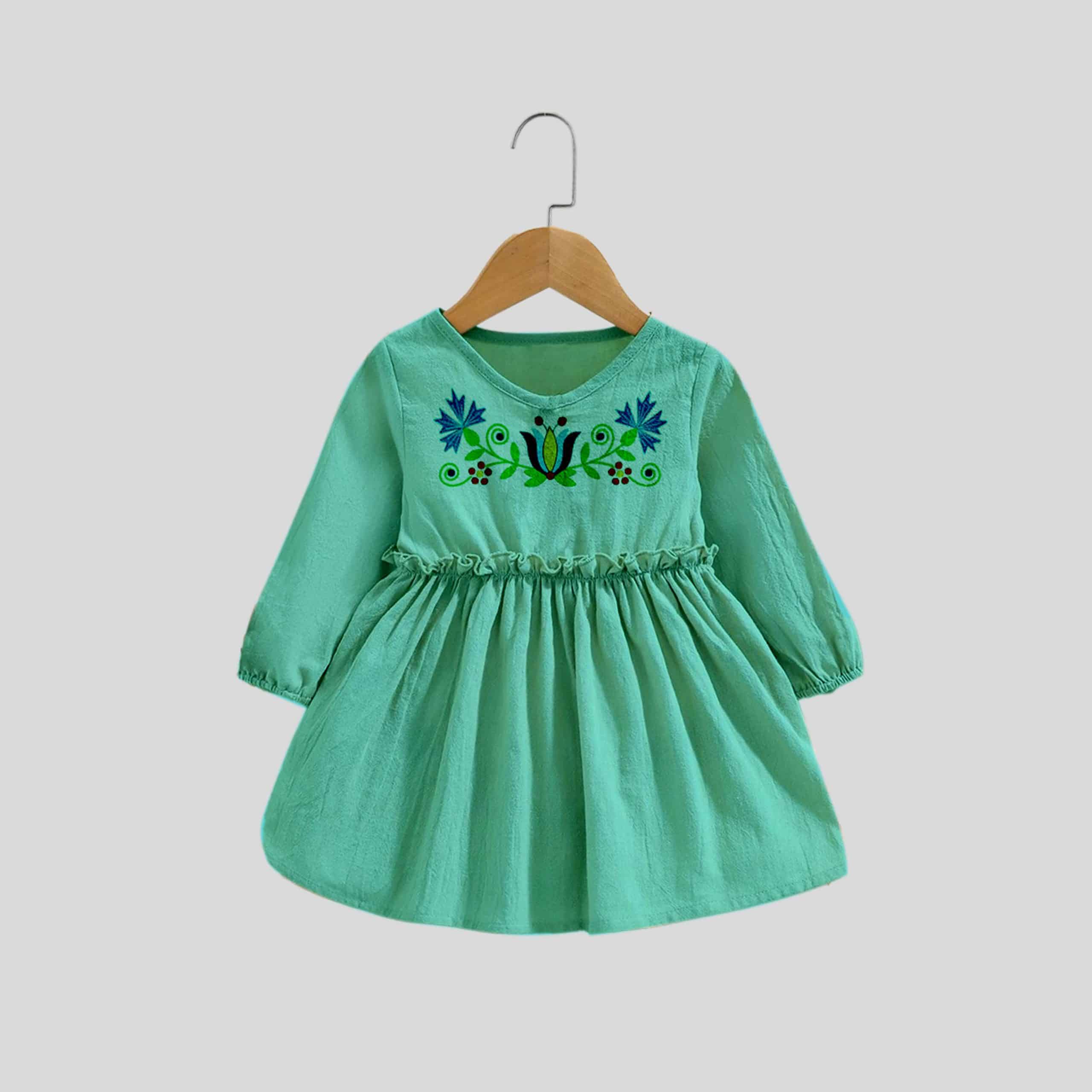 Green Frill Dress - RKFCW269