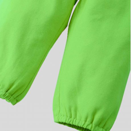 Girls green Sweatshirt with cute print details and Pants set with matching headband-RKFCW306