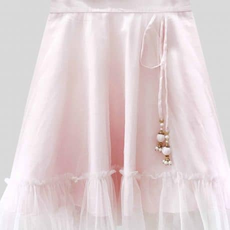 Girls very pretty light pink ethnic draped top and net overlay lehenga set-RKFCW307