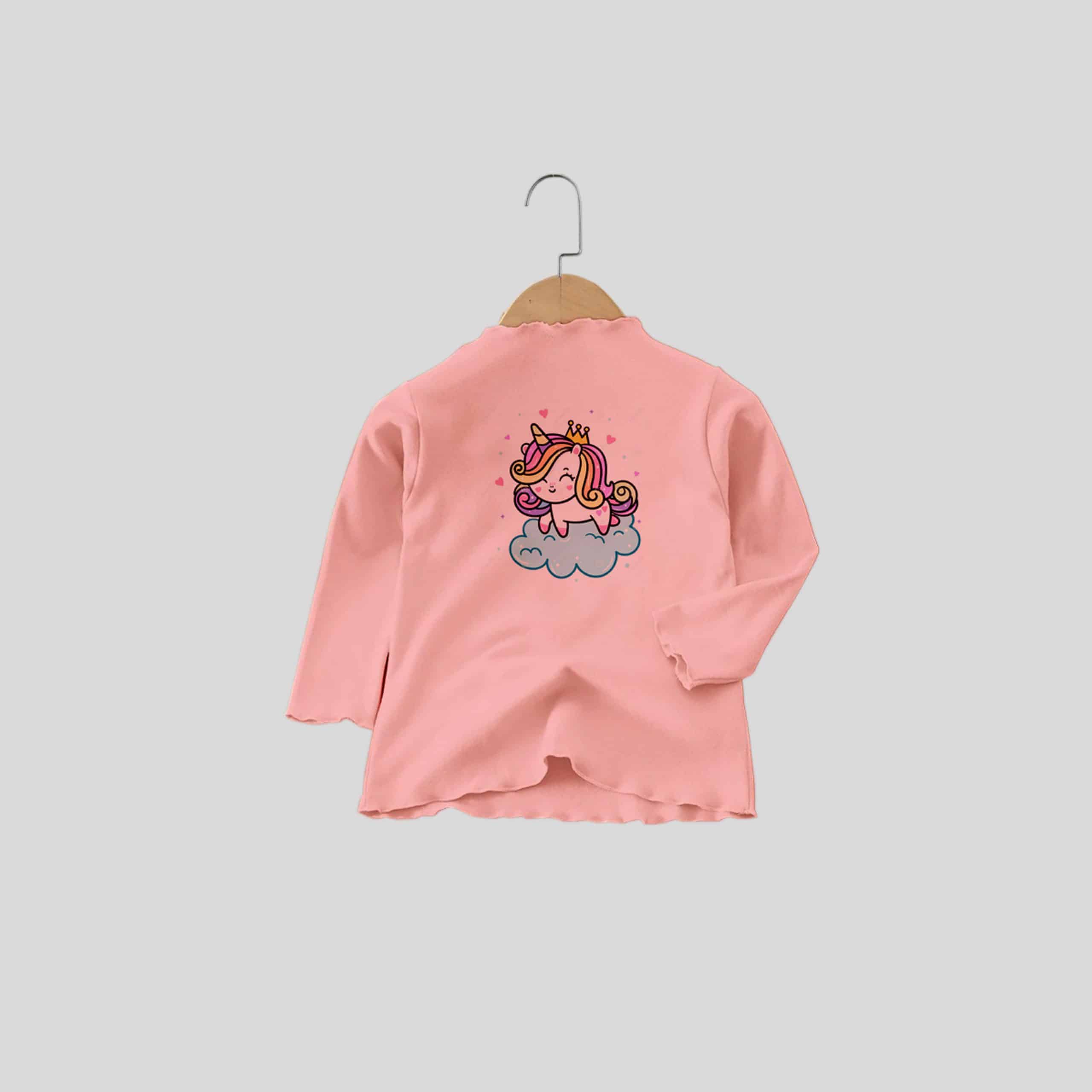 Girls Pink Top with Cute Unicorn Print - RKFCW326
