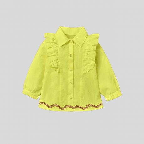 Girls Yellow Frill Top with Print – RKFCW331