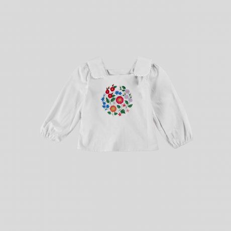 Girls White Top with Cute Floral Print – RKFCW334