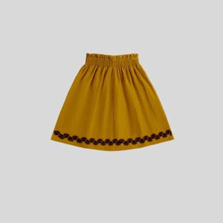 Girls Yellow Elastic Waist Skirt with a Printed Hemline – RKFCW339