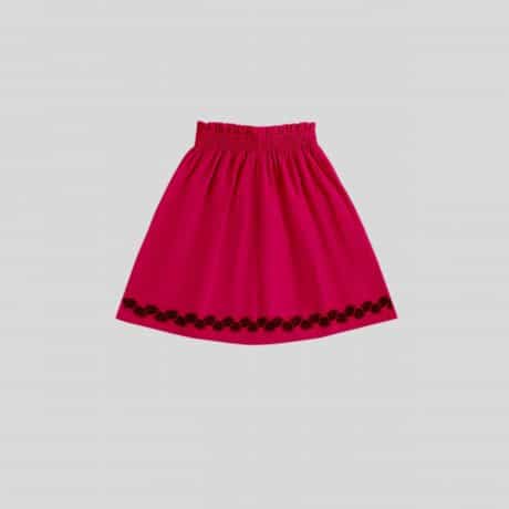 Girls Pink Elastic Waist Skirt with a Printed Hemline – RKFCW340