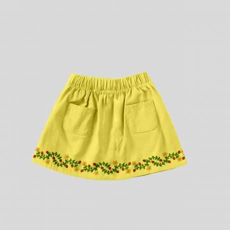 Girls Yellow Skirt with a Floral Print Hemline – RKFCW345