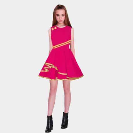 Girls hot pink asymmetrical umbrella dress-RKFCW47