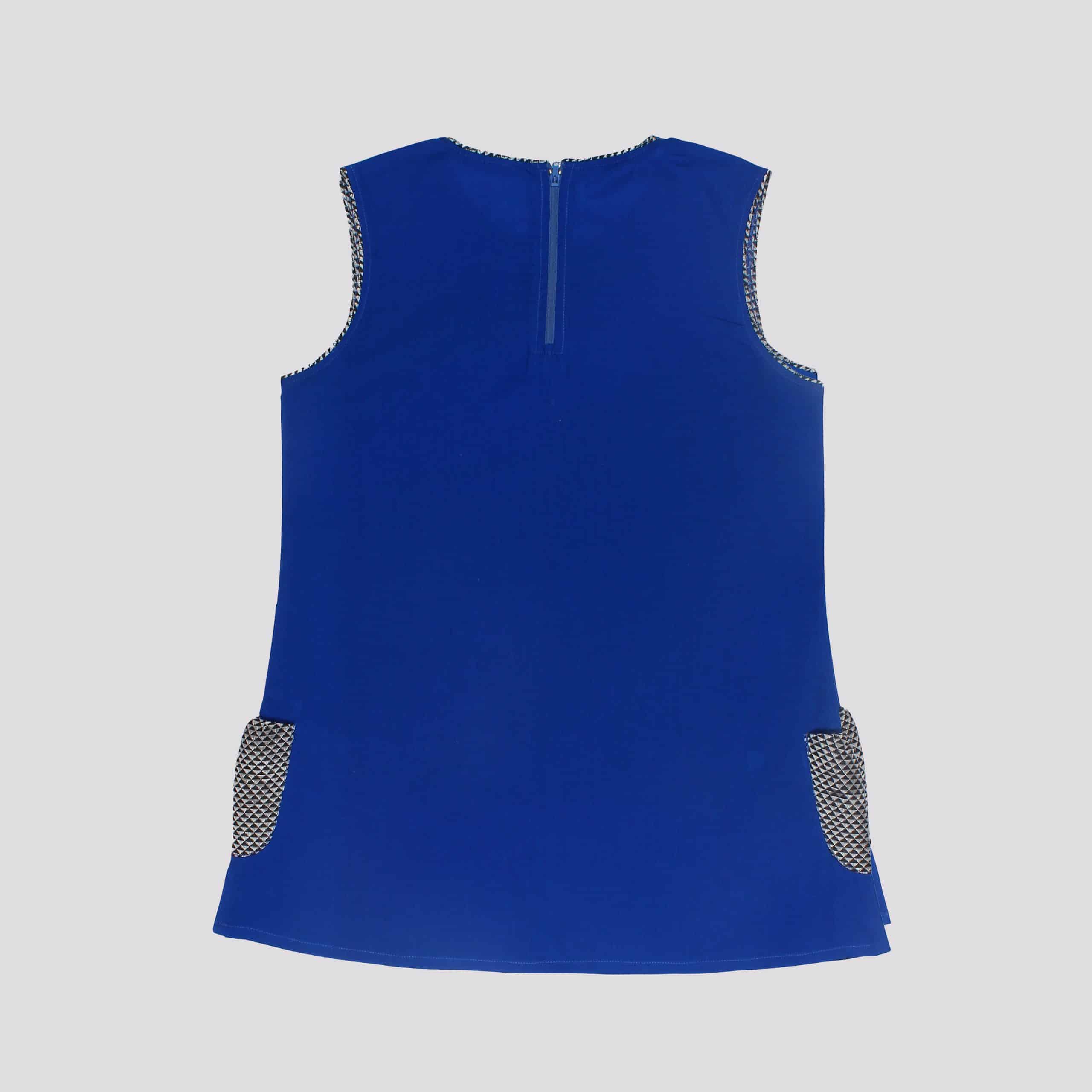 Girls blue a-line dress with pocket-RKFCW66