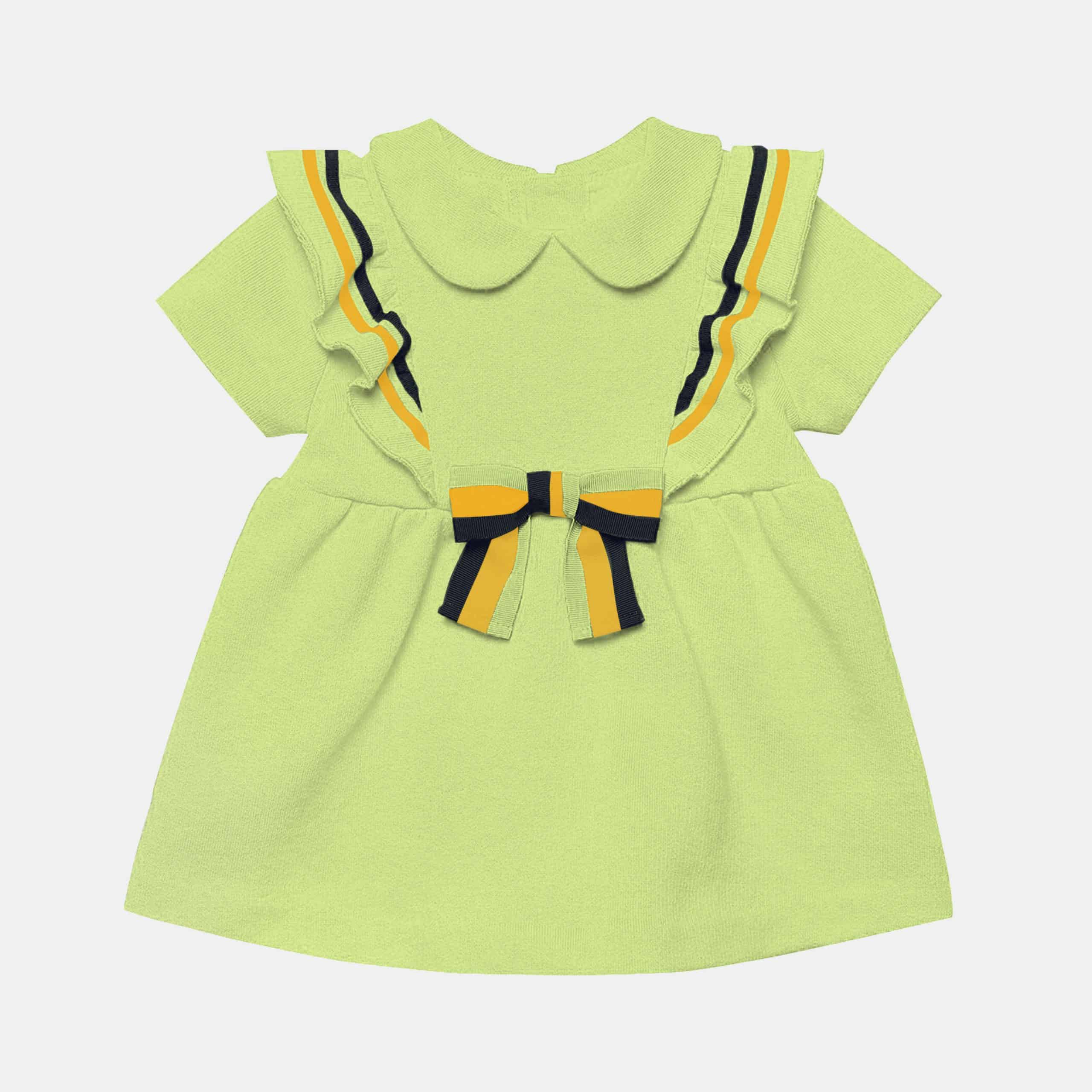 Girls green ruffle with ruffles and print dress-RKFCW79