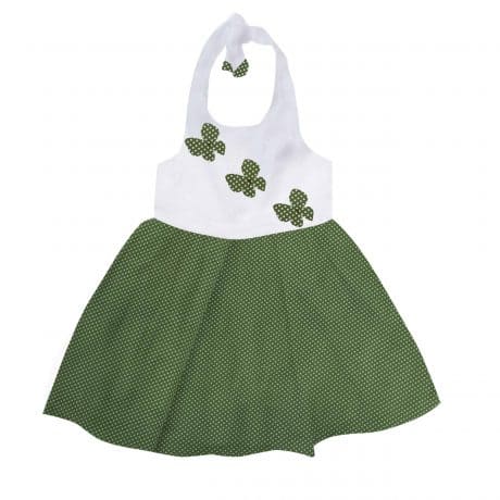 Cute green polka dot part wear dress-RKFCW80