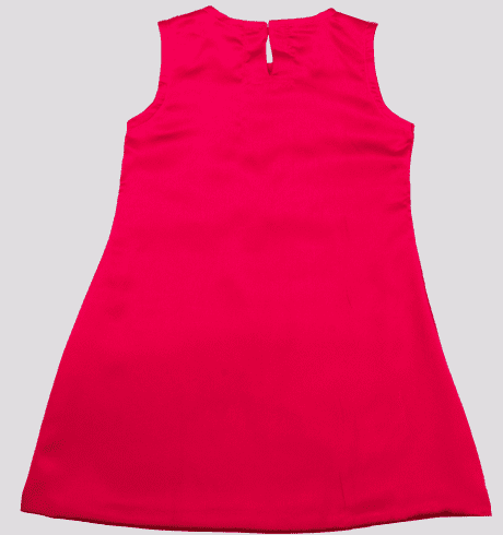 Girls hot pink dress with ruffles neck-RKFCW81