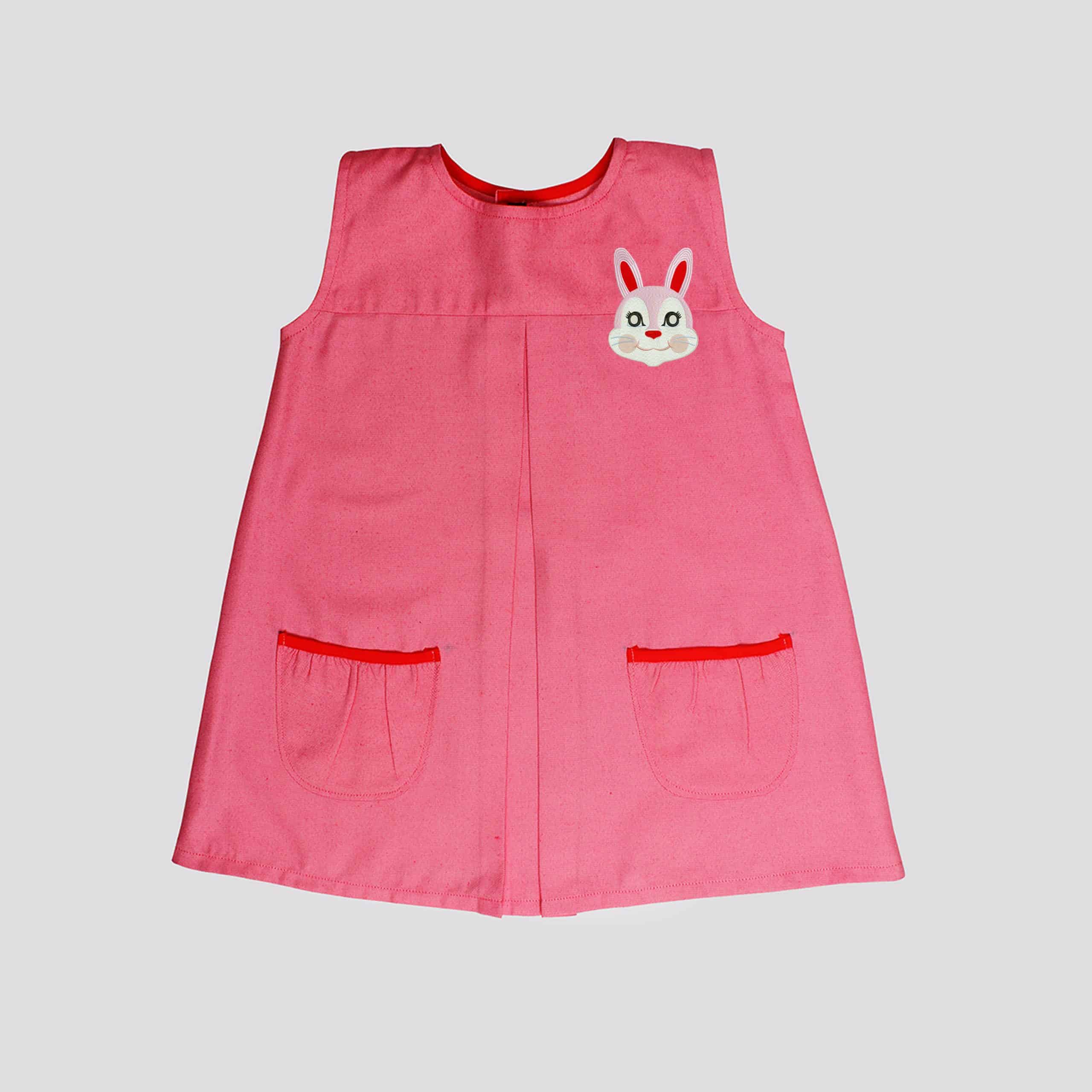 Girls yoke a-line dress with bunny print-RKFCW82