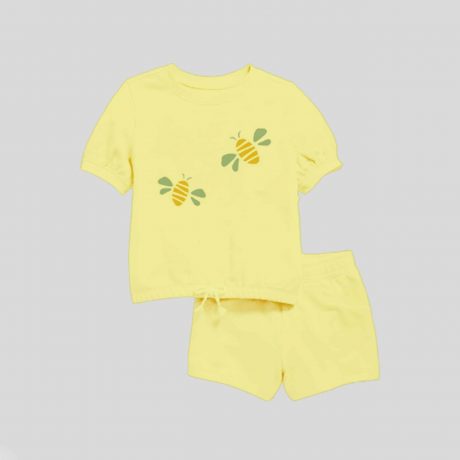 Cute yellow bee t-shirt and shorts-RKFCW87