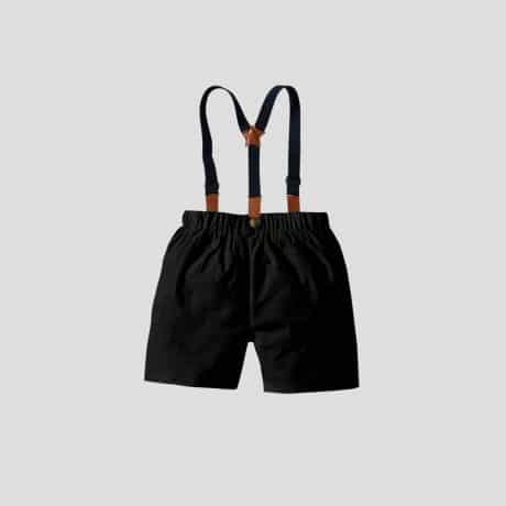 Boys Black Slant Pocket Suspender Shorts-RKFCBS014